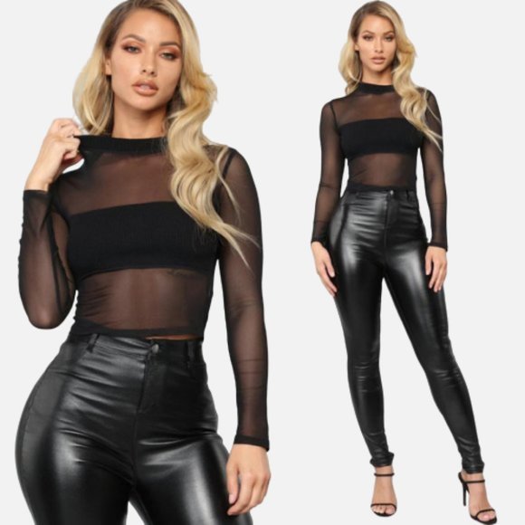 Fashion Nova Tops - FASHION NOVA Black Mesh Top -Size S (NWOT)